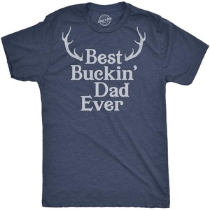 Mens Best Buckin Dad Ever T Shirt Funny Hunting Tee for Dads(Heather Navy – Buckin Dad)