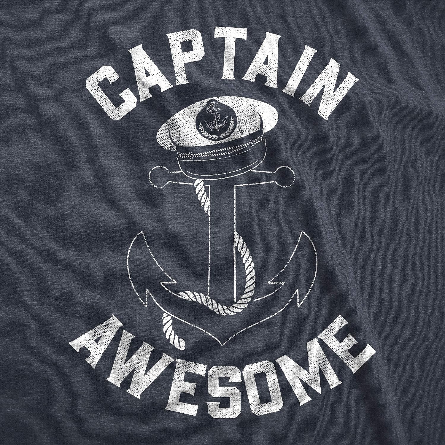 image:imageFunny Captain Awesome Shirt for Men Boating Anchor Graphic TeeHeather Navy