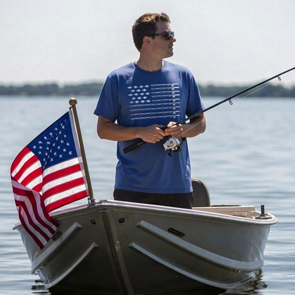 image:imageMens Funny T Shirts Fishing American Flag Fish Novelty Tee for Men