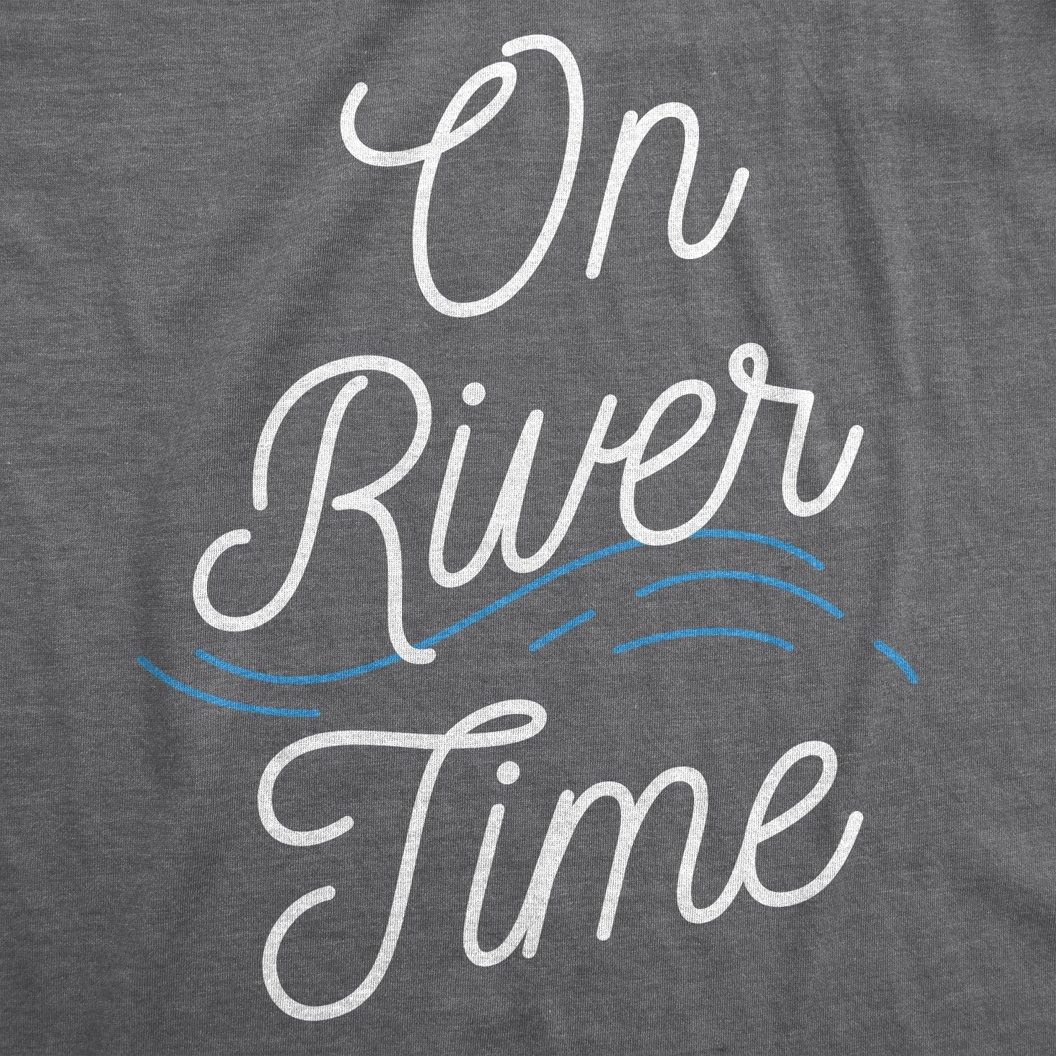 image:imageMens River TShirt On River Time Wave Accent Tee for Trips and CampingDark Heather Grey