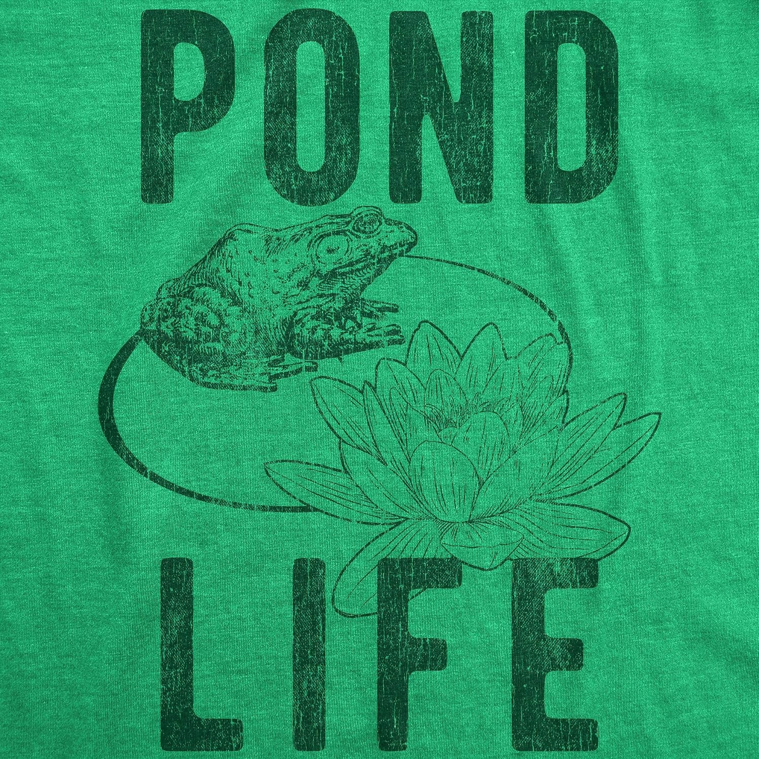 image:imagePond Life Graphic Summer Toad Frog Lilypad Funny T Shirts for MenHeather Green