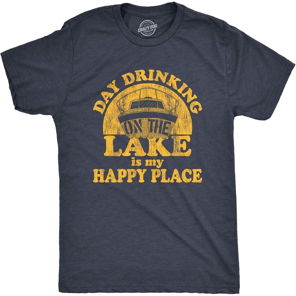 image:imageFunny Lake Drinking Shirt for Men Day Drinking Graphic TeeHeather Navy