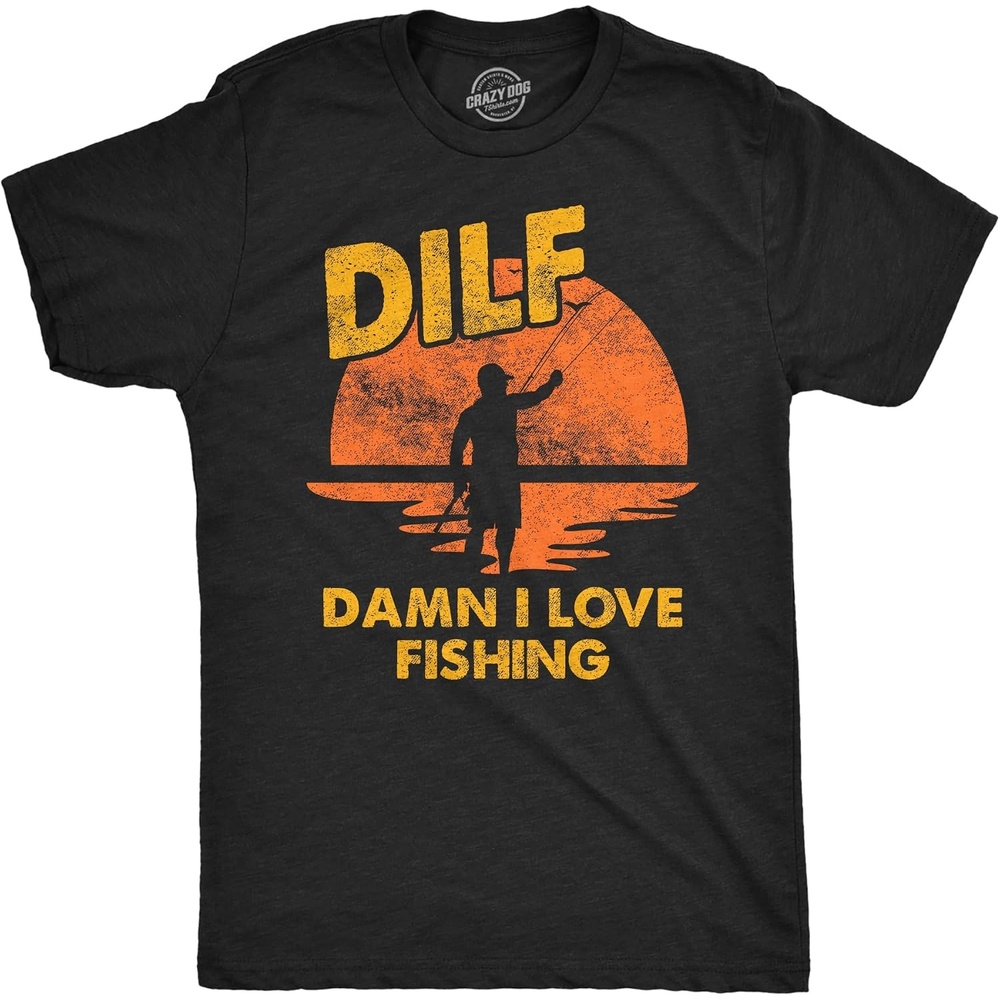 image:imageMens Funny T Shirts DILF Damn I Love Fishing Sarcastic Fish Tee for Men
