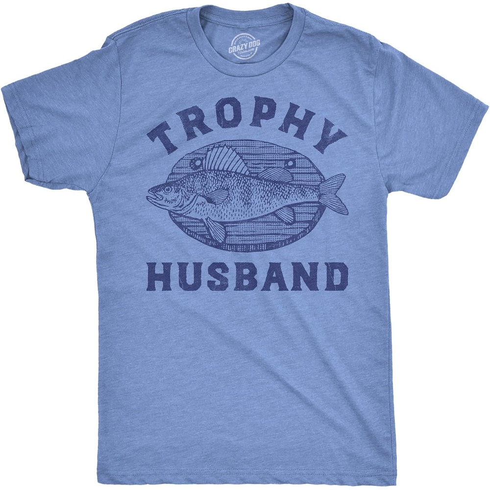 image:imageMens Funny T Shirts Trophy Husband Mounted Fish Tee for MenLight Heather Blue Trophy Husband