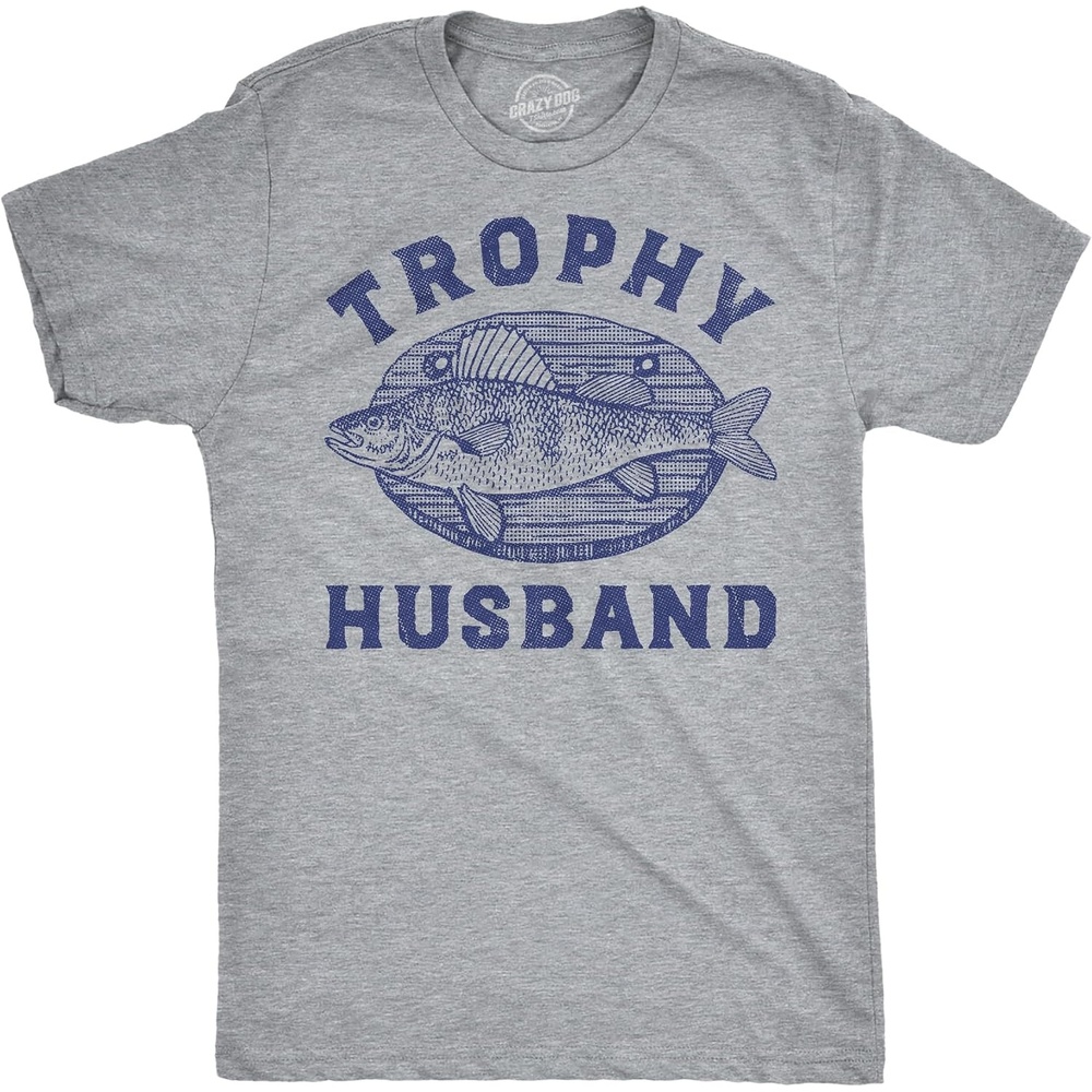 image:imageMens Funny T Shirts Trophy Husband Mounted Fish Tee for MenLight Heather Grey Trophy Husband Fish