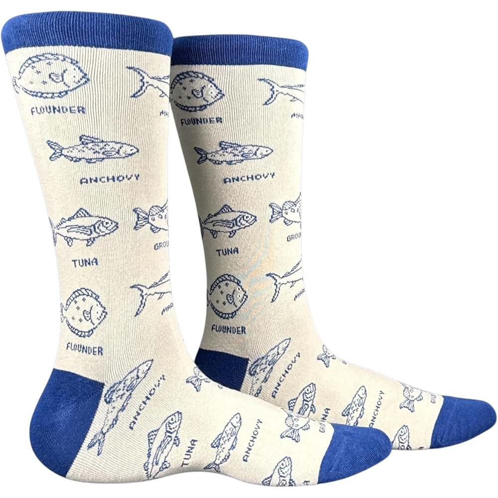 image:imageMens Vintage Fish With Names Socks Funny Fishing Footwear For Men