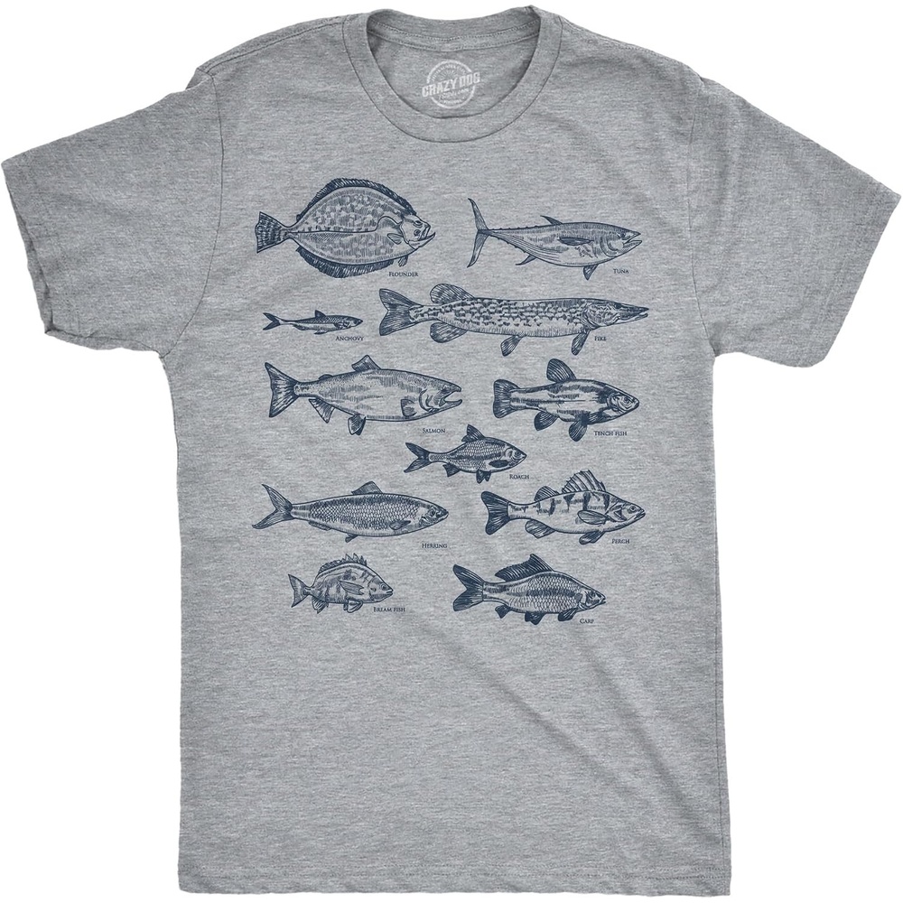 image:imageVintage Fish with Names Fishing Graphic Funny T Shirts for Men