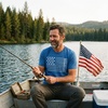 Mens Funny T Shirts Fishing American Flag Fish Novelty Tee for Men