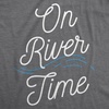 Mens River T-Shirt On River Time Wave Accent Tee for Trips and Camping(Dark Heather Grey)