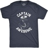 Funny Captain Awesome Shirt for Men, Boating Anchor Graphic Tee(Heather Navy)