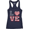 Love American Flag Cute Patriotic Red White Funny Tank for Women(Navy)