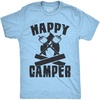 Mens Happy Camper Shirt Funny Camping Cool Hiking Graphic Vintage Tee 80s Saying Funny T Shirts Vintage Apparel for Men Cool Camping Short Sleeve Novelty Light Blue L