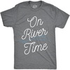 Mens River T-Shirt On River Time Wave Accent Tee for Trips and Camping(Dark Heather Grey)
