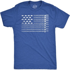Mens Funny T Shirts Fishing American Flag Fish Novelty Tee for Men