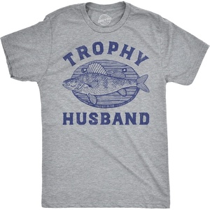 Mens Funny T Shirts Trophy Husband Mounted Fish Tee for Men(Light Heather Grey – Trophy Husband Fish)