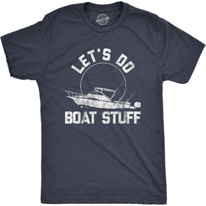 Mens Let’s Do Boat Stuff T Shirt Funny Summer Vacation Tee(Heather Navy)