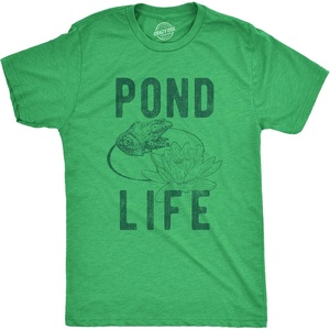 Pond Life Graphic Summer Toad Frog Lilypad Funny T Shirts for Men(Heather Green)