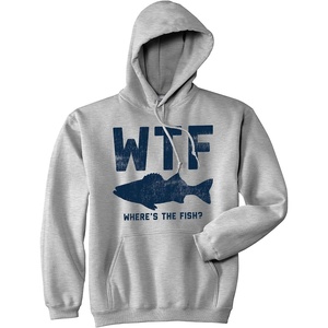 WTF Wheres The Fish Unisex Hoodie Funny Fishing Acronym Fishermen(Light Heather Grey – Wtf)