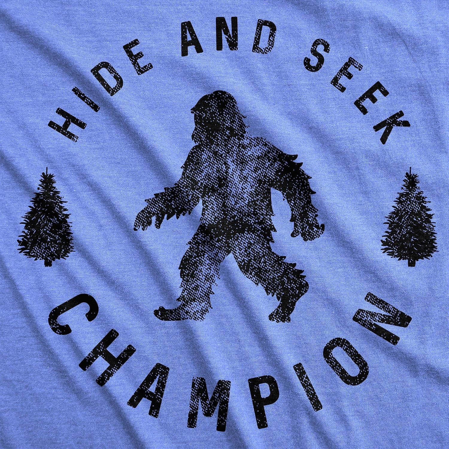 image:imageHide and Seek Champion Funny Bigfoot Graphic TeeLight Blue Womens Hide and Seek