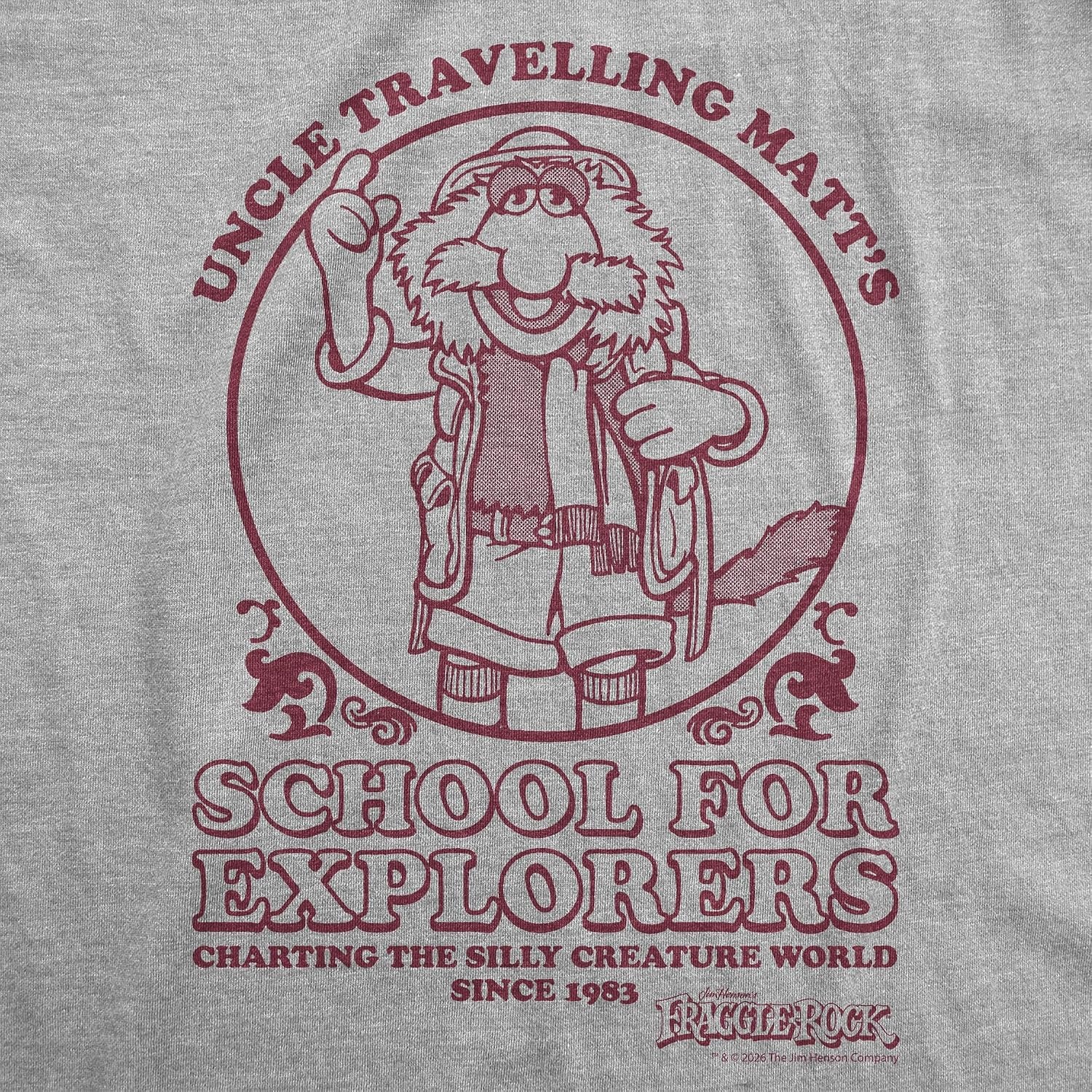 image:imageMens Fraggle Rock TShirt 80s Licensed Vintage Funny Graphic TeesLight Heather Grey School for Explorers