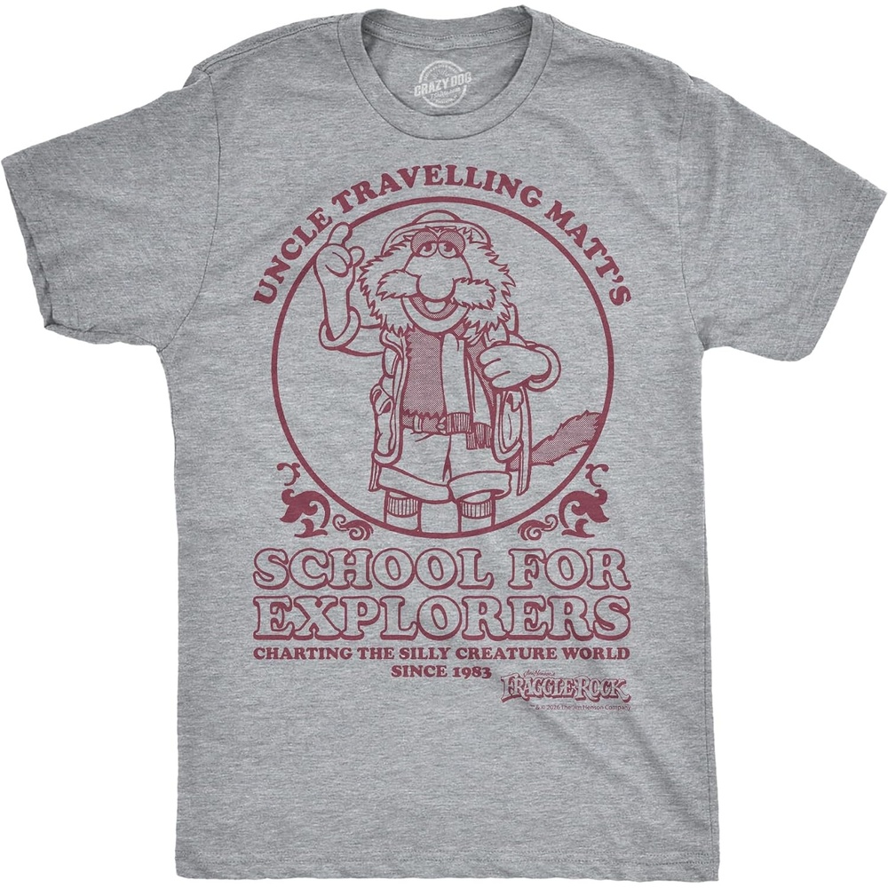 image:imageMens Fraggle Rock TShirt 80s Licensed Vintage Funny Graphic TeesLight Heather Grey School for Explorers