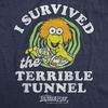 Mens Fraggle Rock T-Shirt 80s Licensed Vintage Funny Graphic Tees(Heather Navy – Survived Terrible Tunnel)