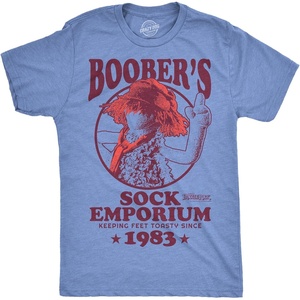 Mens Fraggle Rock T-Shirt 80s Licensed Vintage Funny Graphic Tees(Light Heather Blue – Boobers Sock)